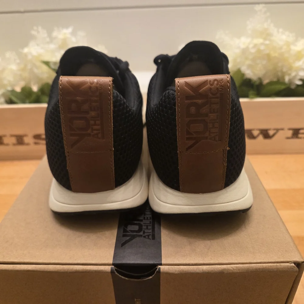 York Athletics Henry Runner Mesh Unisex Sneakers  Blk/Wht/Tan Women 9.5 Or Men 8